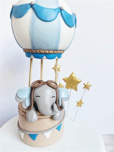 Elephant Hot Air Balloon Cake Topper Baby Shower And First Etsy