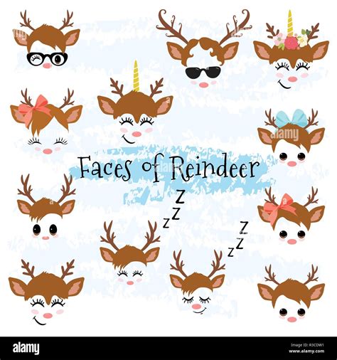 Christmas Decor Reindeer Faces Clipart Stock Vector Image Art Alamy