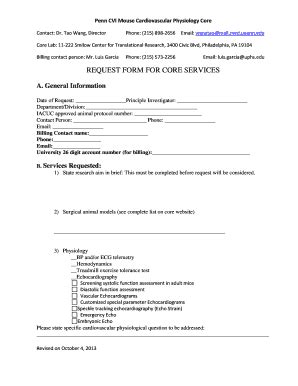 Fillable Online Pennmedicine Request Form For Core Services Penn