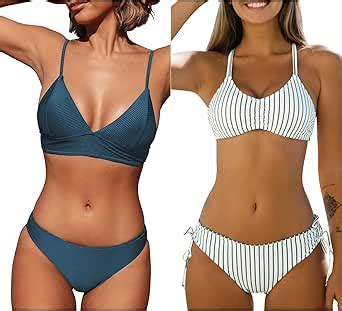 Amazon Cupshe Women S Bikini Sets Two Piece Swimsuit V Neck M