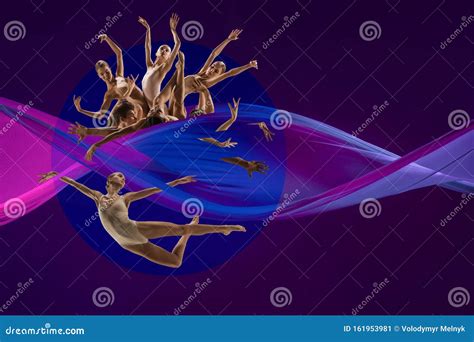 The Group Of Modern Ballet Dancers Contemporary Art Ballet Stock Image