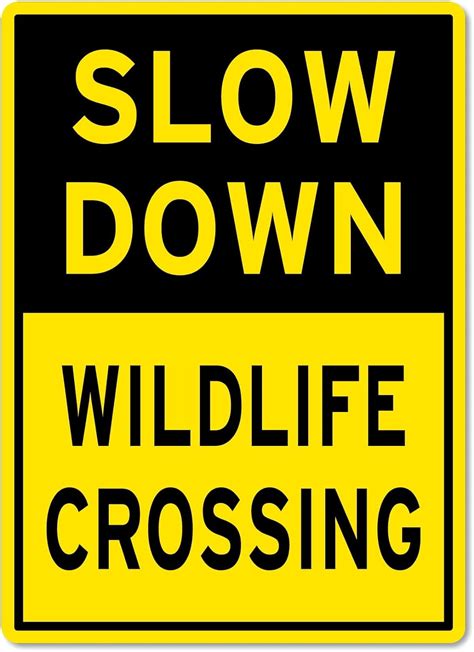 Slow Down Wildlife Crossing Sign Traffic And Parking Metal Tin Sign