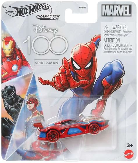 Hot Wheels Disney 100 Character Cars Spider Man Die Cast Car Mattel Toywiz