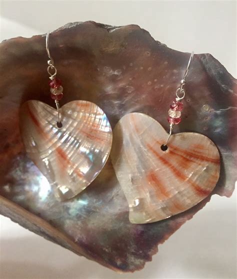 Mother Of Pearl Earrings Heart Shape Earrings Valentines T For Her Mother Of Pearl Heart