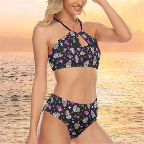 Skull Flower Cami Keyhole Bikini Skull Flower Skull Bikini Seashell