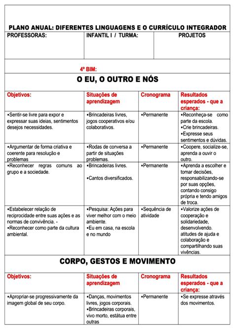 Planos De Aula Ed Infantil Braincp