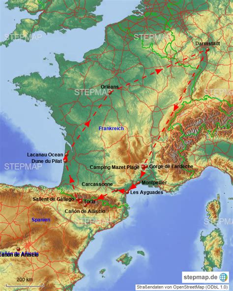 Stepmap Frankreich Spanien Landkarte F R Europa