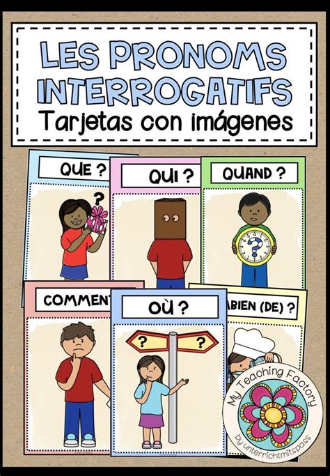 LES PRONOMS INTERROGATIFS Tarjetas de imágenes y palabras material