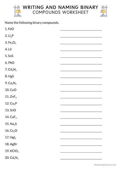 Free Printable Naming Binary Compounds Worksheets Worksheets Library