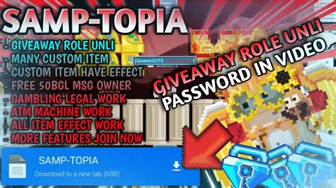 GIVEAWAY ROLE UNLI PASSWORD IN VIDEO SAMP TOPIA Growtopia