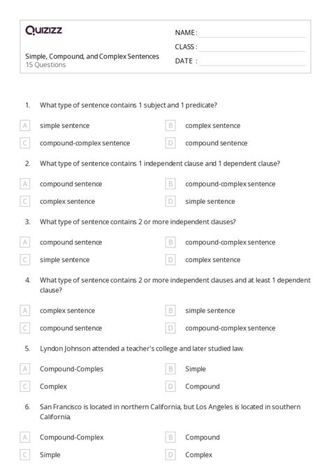 50+ Simple, Compound, and Complex Sentences worksheets for 8th ... - Worksheets Library