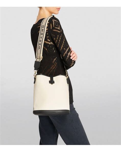 Weekend By Maxmara Canvas Leather Bucket Bag In Black Lyst