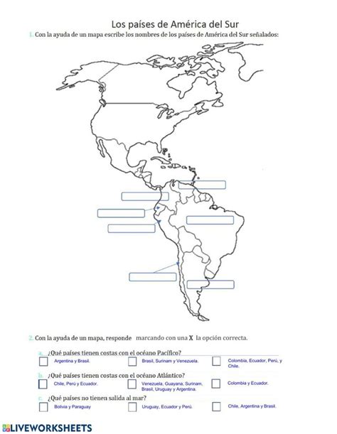 América Del Sur Ficha Interactiva Y Descargable Puedes Hacer Los Ejercicios On Enseñanza De