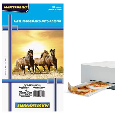 Papel Foto Adesivo Glossy Prova D Agua A G Fls Premium Brilhante