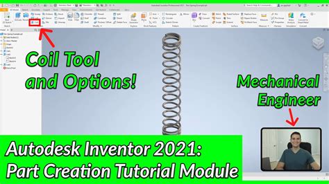 Coil Tool And Options Autodesk Inventor Part Tutorial Autodesk Inventor 2021 In Depth Youtube