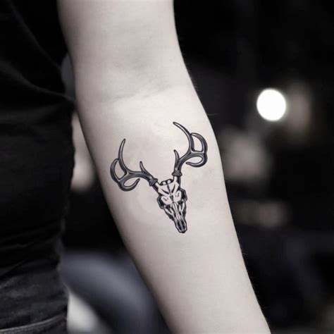 Deer Skull Temporary Tattoo Sticker (Set of 2) | Deer skull tattoos ...