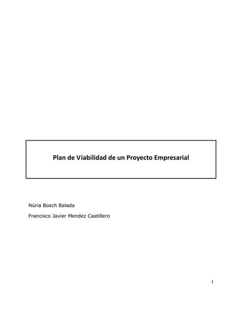 Plan De Viabilidad De Un Proyecto Empresarial Pdf Descarga Gratuita