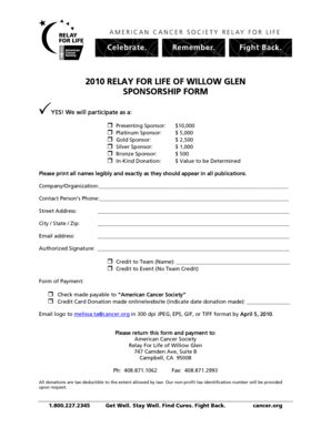 Fillable Online Relay Acsevents Sponsor Form Wg Doc Relay