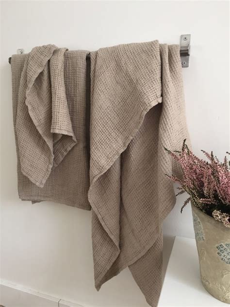 Finest Linen Washed Waffle Bath Towels Natural | Pure linen bedding ...