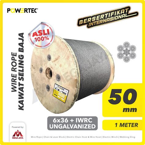 Jual Powertec Wire Rope Kawat Seling Baja X Iwrc Mm Ungalv