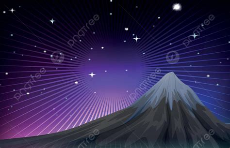 Nature Scene With Mounatain At Night Background Scene Environment Vector, Background, Scene ...