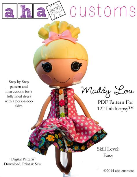 Maddy Lou Dress For Lalaloopsy Dolls Pdf Pattern Download Pixie Faire