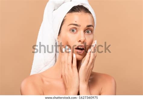 Surprised Naked Girl Touching Face Pimples Stock Photo 1627360975 Shutterstock