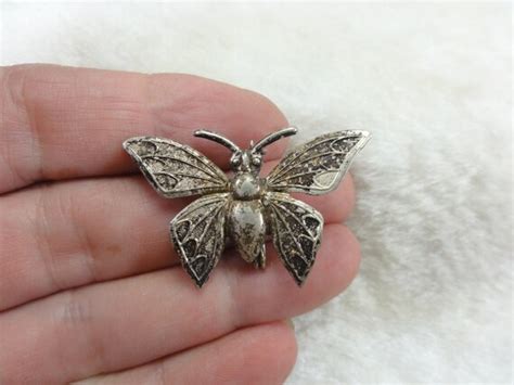 Antique Sterling Butterfly Brooch S C Clasp Gem