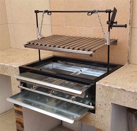 Asador Para Carne Parrilla Argentina Inoxidable Gas Y Carbon 5 500