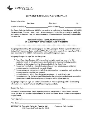 Fillable Online Fafsa Signature Page Fax Email Print Pdffiller