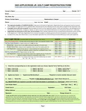 Fillable Online Junior Camp Registration Form Fax Email Print PdfFiller