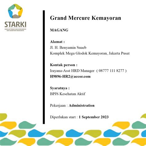 Lowongan Kerja Grand Mercure Kemayoran STARKI Sekolah Tinggi Ilmu