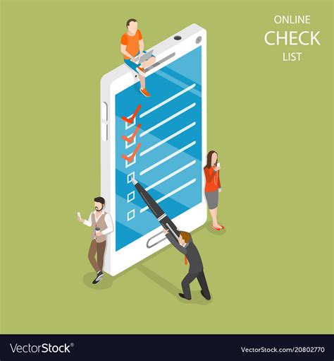 Online Check List Flat Isometric Concept Vector Image