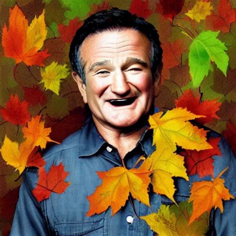 Robin Williams Smile Picture Painting Autumn Leaves Stable Diffusion