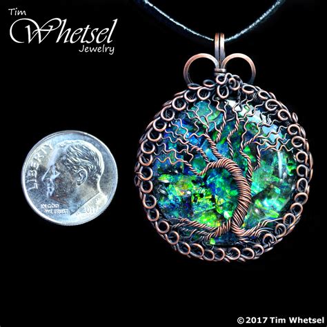 Opalescent Orgonite Copper Tree Of Life Pendant Loops Frame Wire