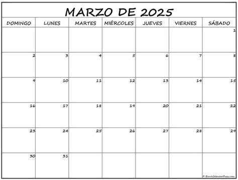 Marzo De 2025 Calendario Gratis Calendario Marzo