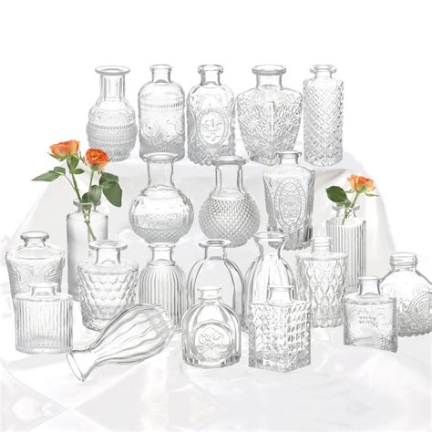 Buy Glass Bud Vase Set of 22, Small Vases for Flowers, Clear ...