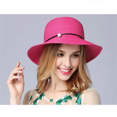 New Spring Summer Hats For Women Flower Beads Wide Brimmed Jazz Panama