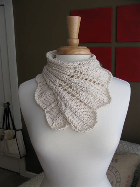 Ravelry Feather Lace Buttoned Wrap Cowl Pattern By The Knit Knot