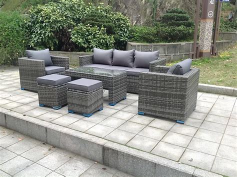 Fimous Pe Wicker Rattan Garden Furniture Sofa Sets Outdoor Patio Coffee Table With Storage