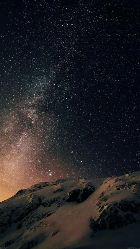 Night Sky, black, skyline, stars, snow mountain, HD phone wallpaper ...