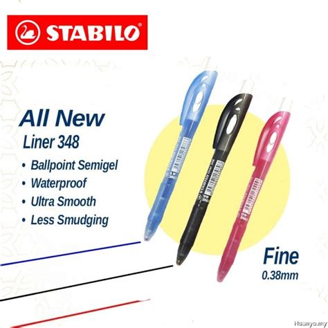 Stabilo Liner 348 Fine Ballpoint Pen Retractable Semi Gel Ball Pen