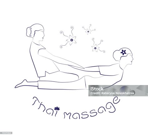 Logo Thai Massage Silhouette Of A Woman Getting Traditional Thai Stretching Massage By Therapist