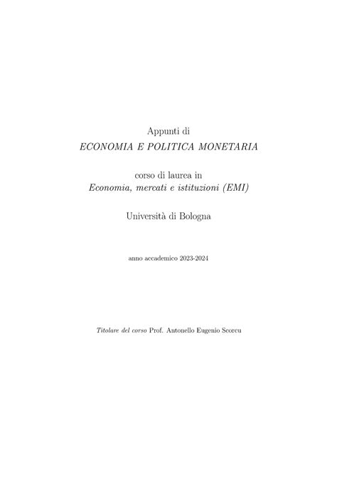 Appunti Di Economia E Politica Monetaria Copy Appunti Di ECONOMIA E