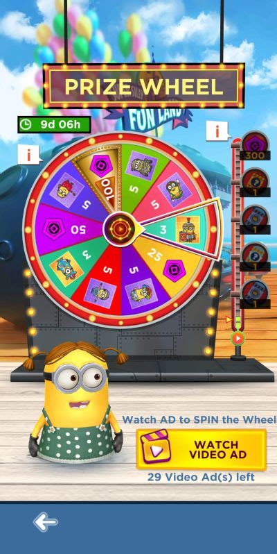 Minion Rush Prize Wheel 400x798 1 Level Winner