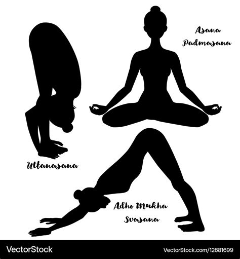 Women Silhouette Yoga Lotus Pose Padmasana Adho Vector Image