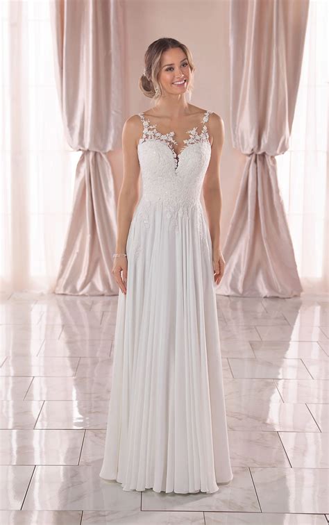 Stella York Chiffon Plus Size Wedding Dress With Asymmetrical