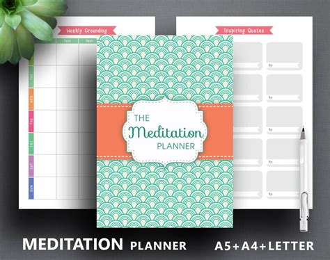 Meditation Planner Printable Mindfulness Journal Etsy