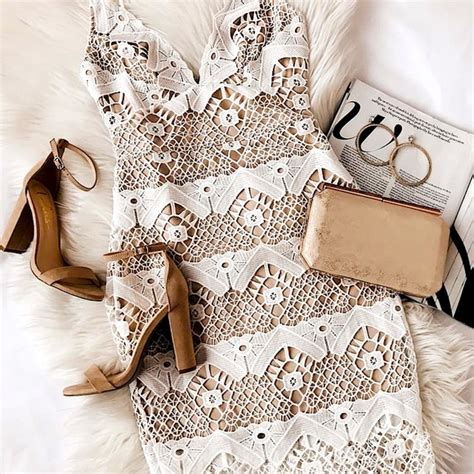 Lulus Dresses Nwt White Lace Dress With Nude Inner Sheath Poshmark
