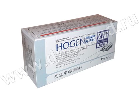 Иглы карпульные 27Gх35mm (0.4 х 35), 100 штук, "HOGEN spitze", CKDental ...